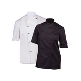 Dennys ADC Short Sleeve Chefs Jacket w/ Removable Studs